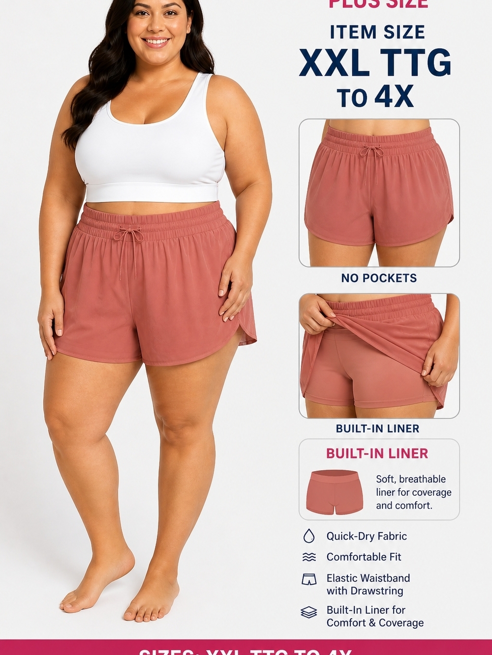 Old Navy Plus Size Athletic Shorts in Dusty Rose